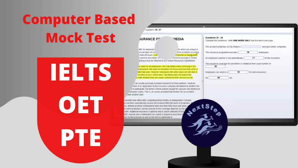 IELTS, OET, PTE Computer based mock tests